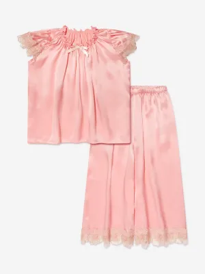 Amiki Children Girls Silk Angelina Pyjama Set in Pink