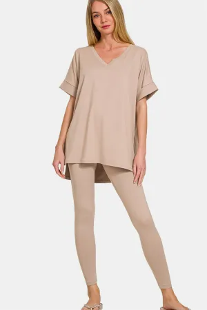 Berkeley V-Neck Rolled T-Shirt and Leggings Lounge Set