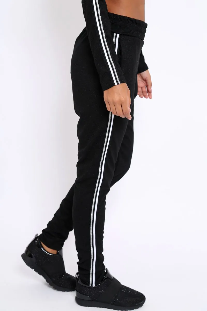 Black Sparkle Striped Loungewear Set - Shellie