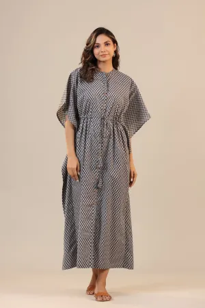 Booti on Grey Front Buttoned Kaftan