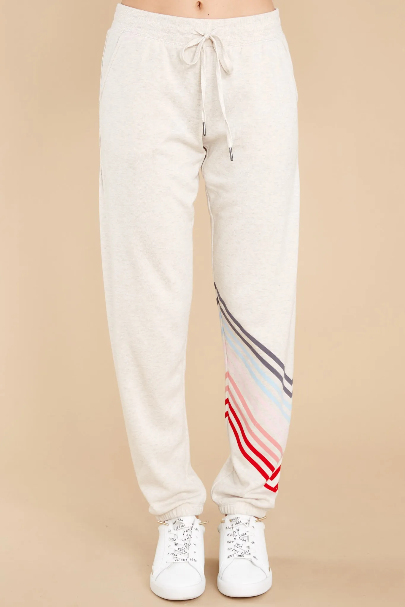 Catch My Flight Oatmeal Multi Stripe Joggers