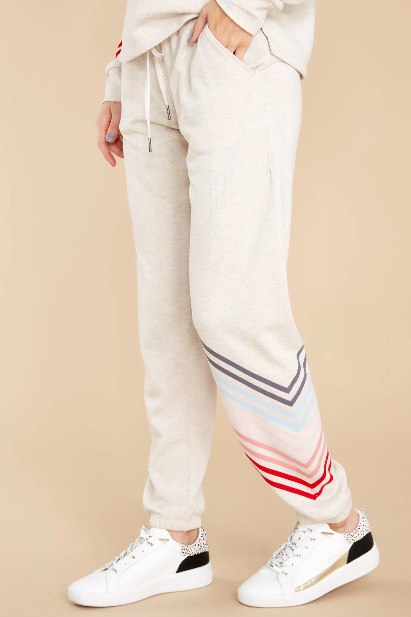 Catch My Flight Oatmeal Multi Stripe Joggers