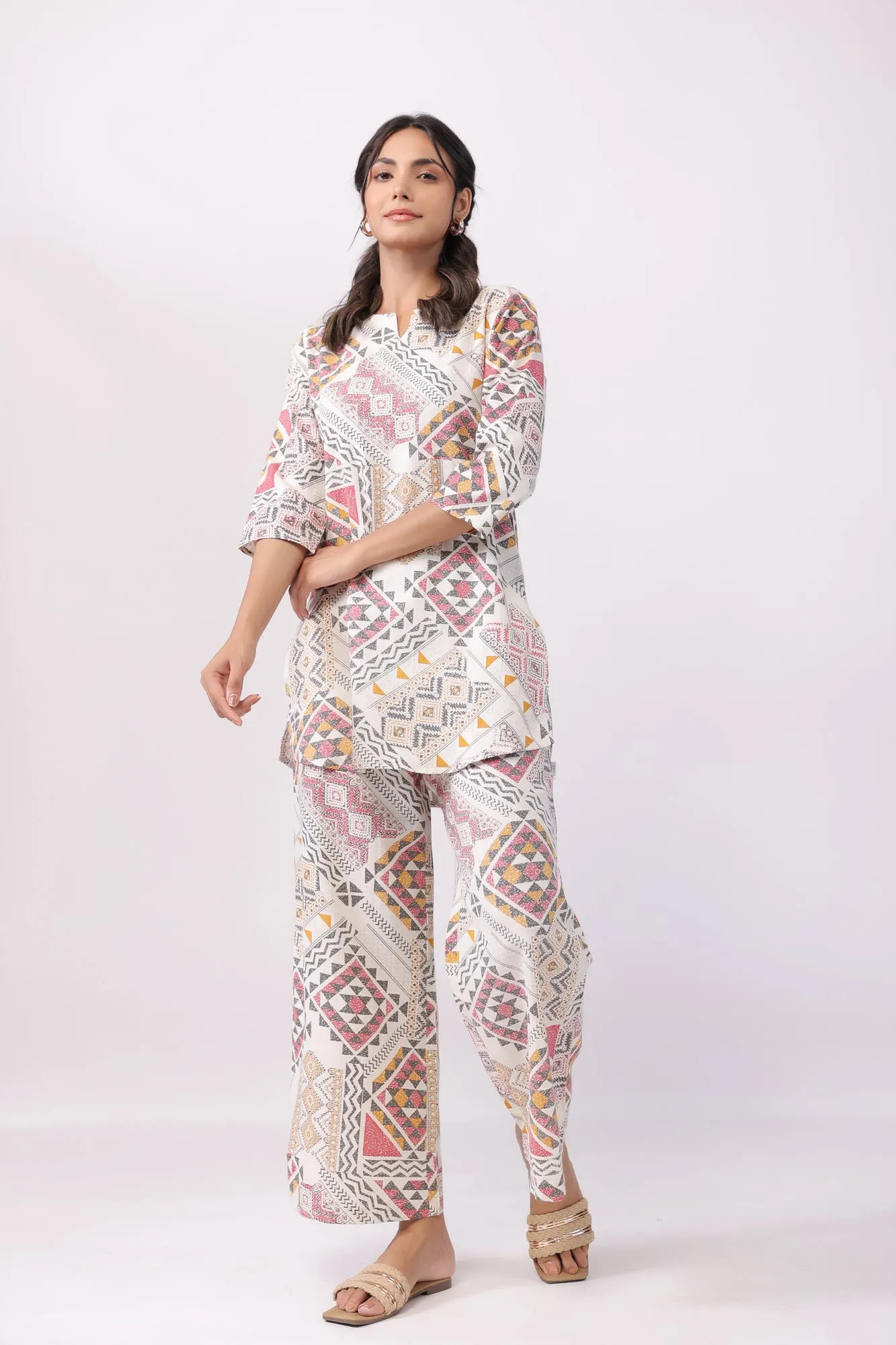 Celestial Art Multicoloured Cotton Palazzo Loungewear Set