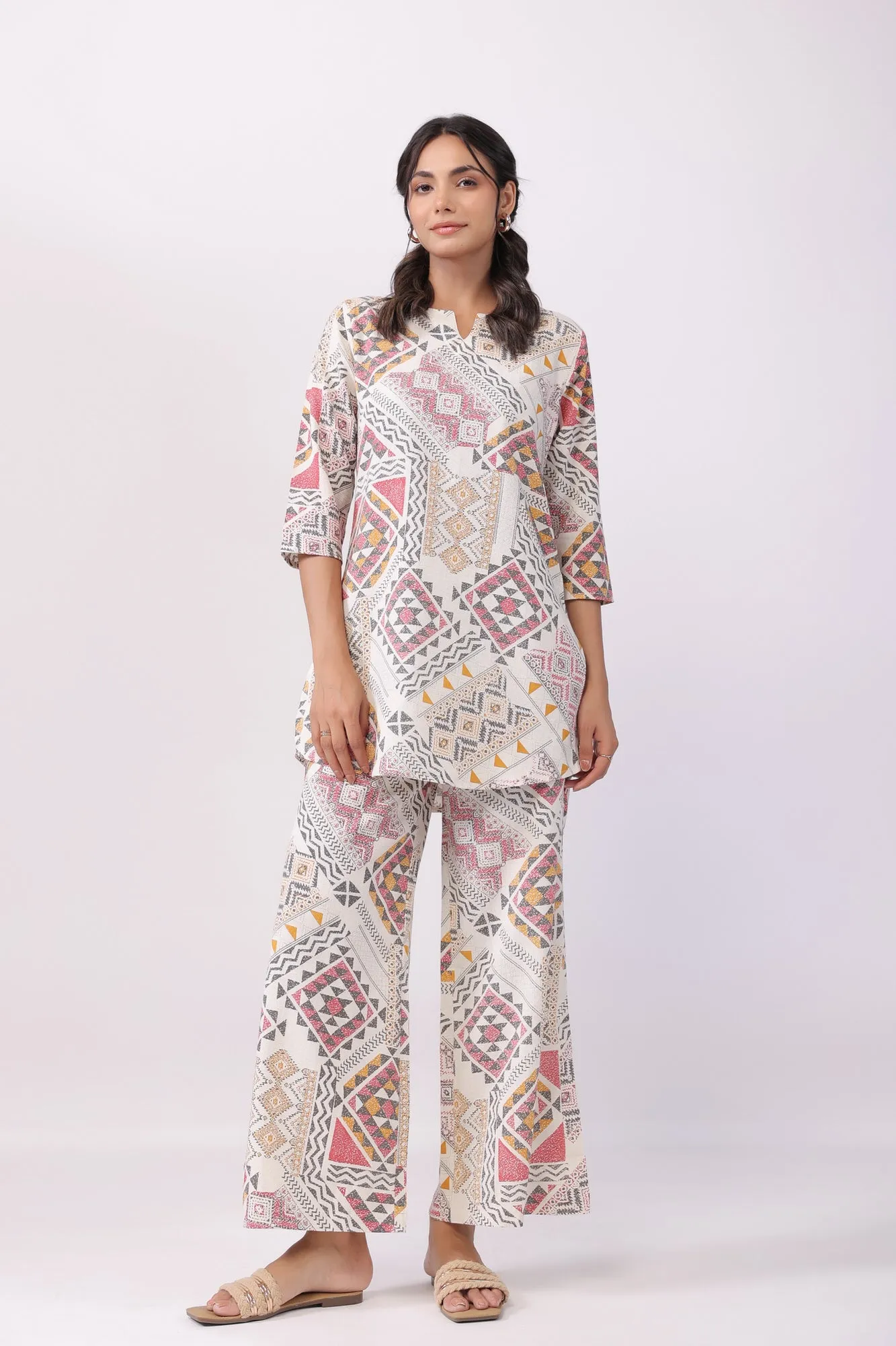 Celestial Art Multicoloured Cotton Palazzo Loungewear Set