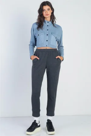 Charcoal High Waist Two Pocket Joggers Pants