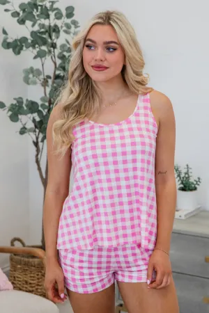 Classic Cuddly Bamboo Pink Gingham Tank Set