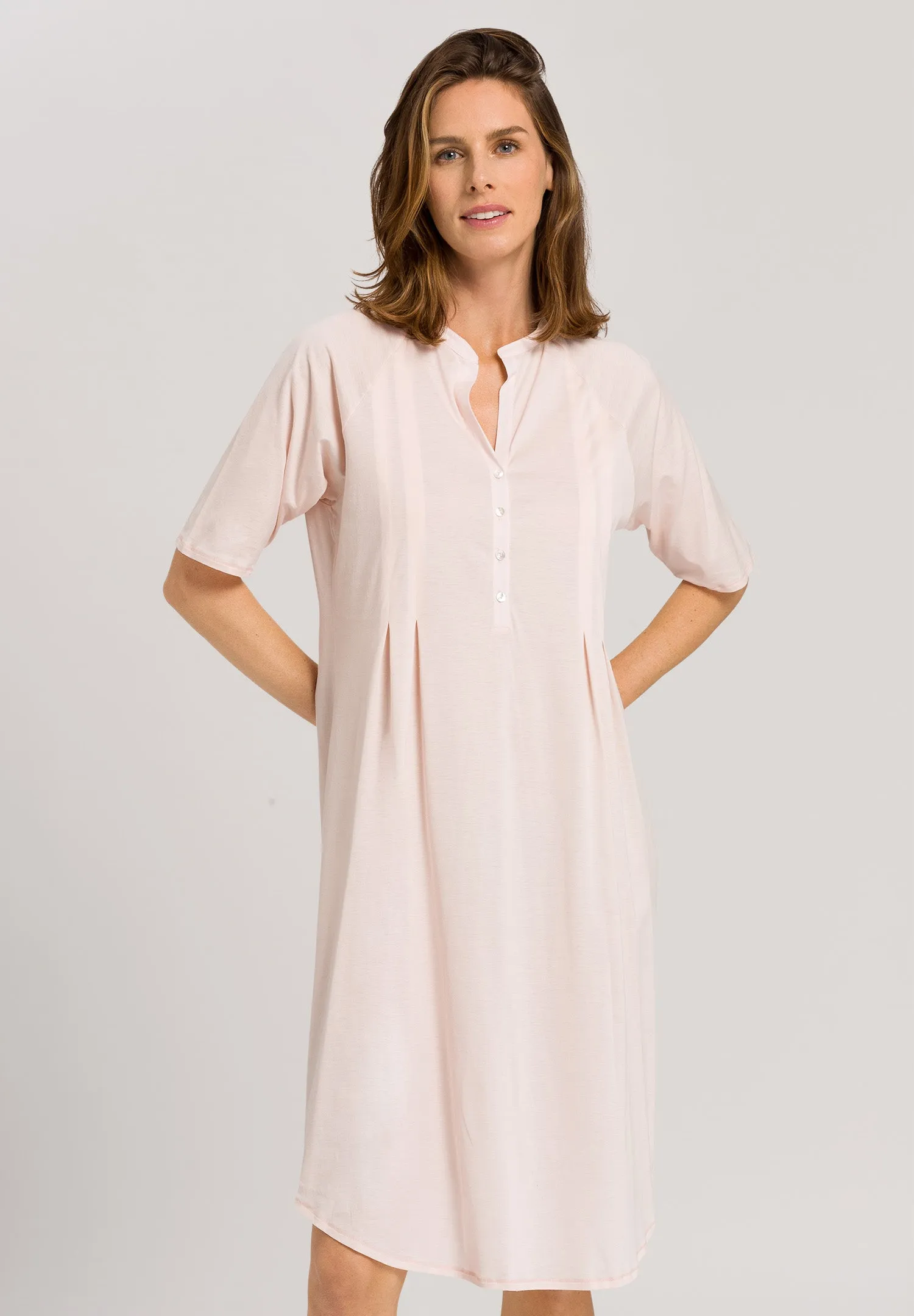 Cotton Deluxe Button Front Cotton Sleep Shirt | Crystal Pink 77954-1334