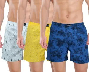 Cream Yellow Navy Funky Printed Boxers Combo