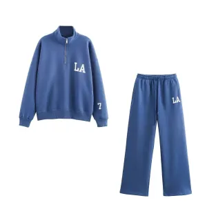 Damaris – Half-zip pullover & cuffed pants– LA lounge set