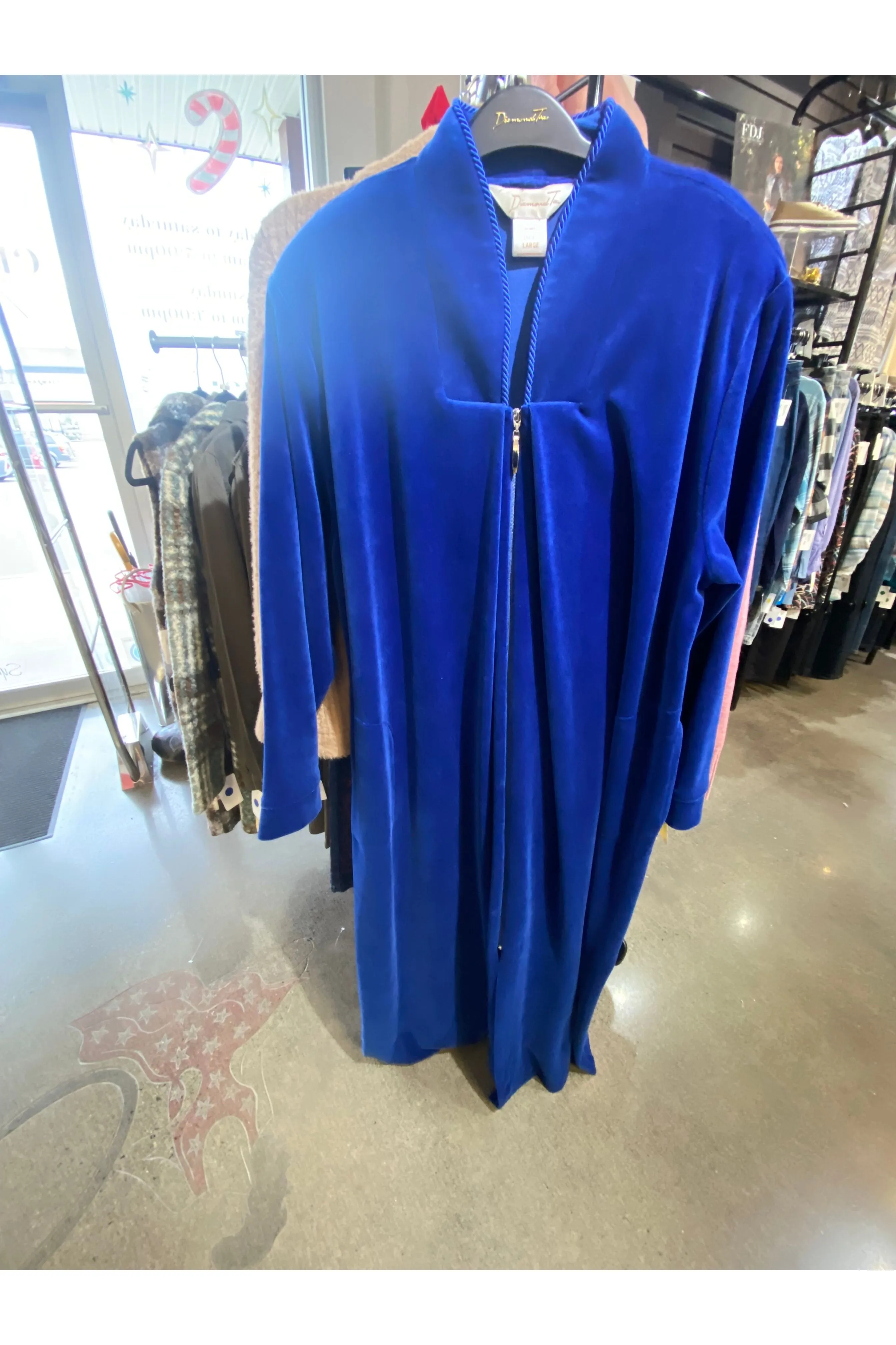 Diamond Tea Cotton Velour Full Zip Robe - Style 142-2