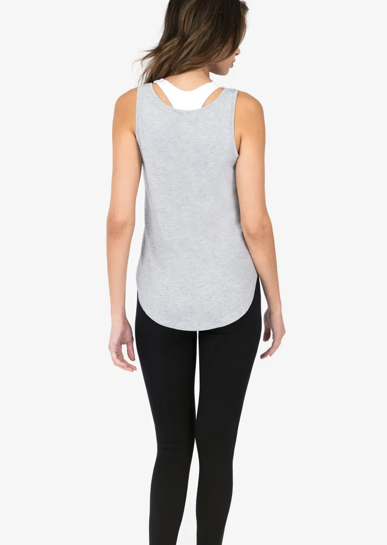 Elevate Aloe Reversible Long Tank Grey Marl