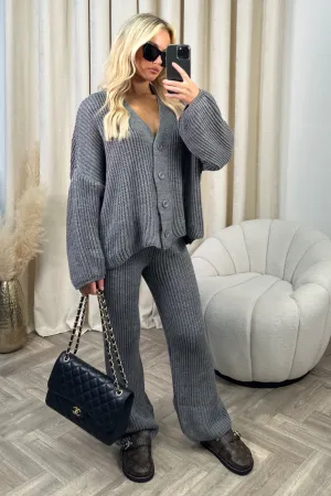 Ella grey knitted cardigan and trousers loungewear