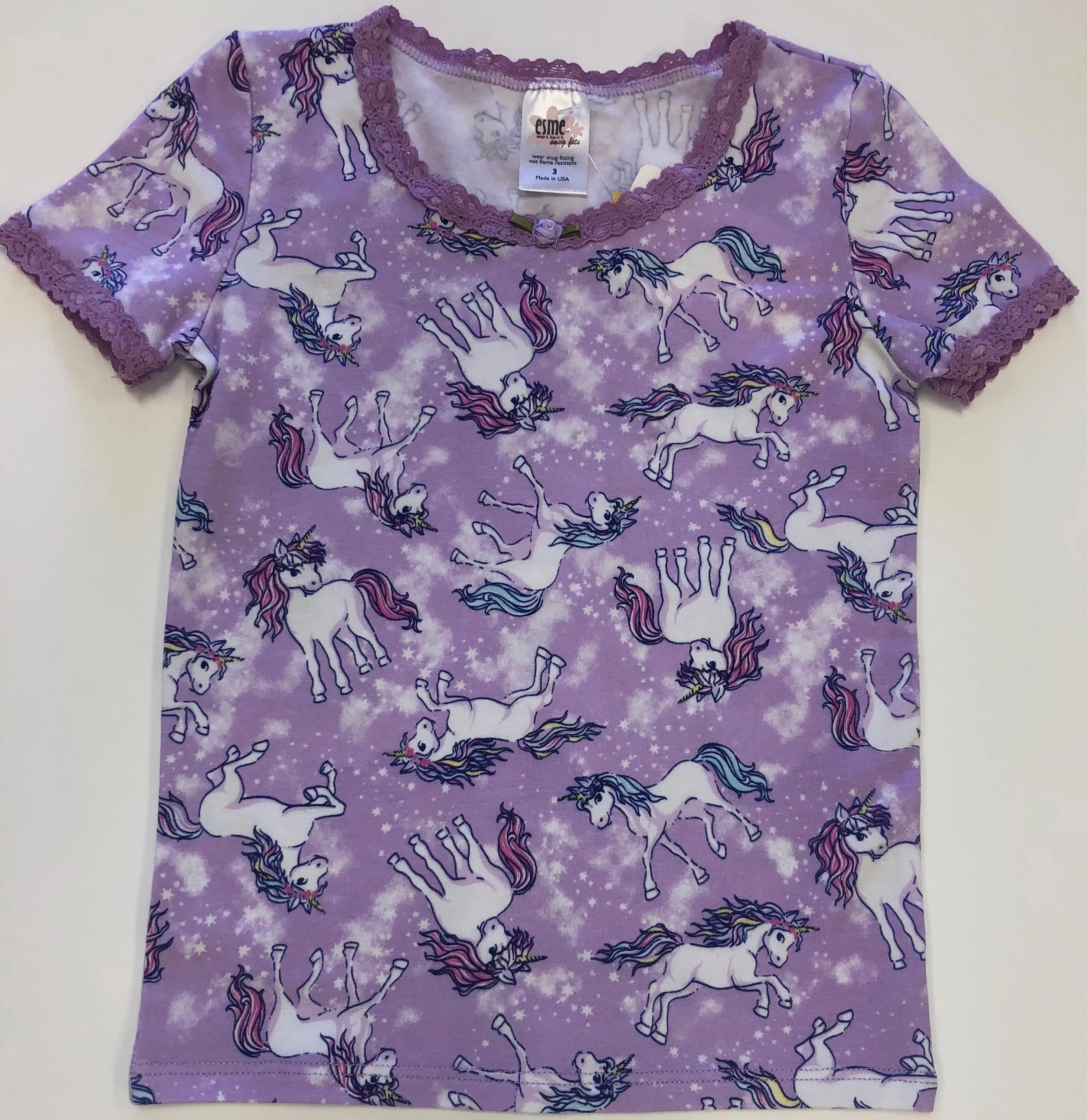 Esme Lavender Unicorn S/S Top & Cropped Legging Set