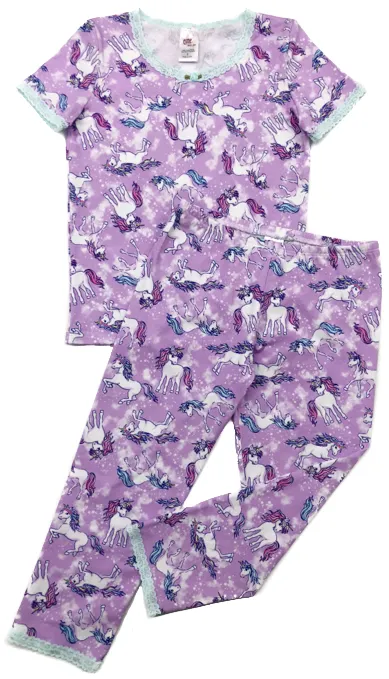 Esme Lavender Unicorn S/S Top & Cropped Legging Set