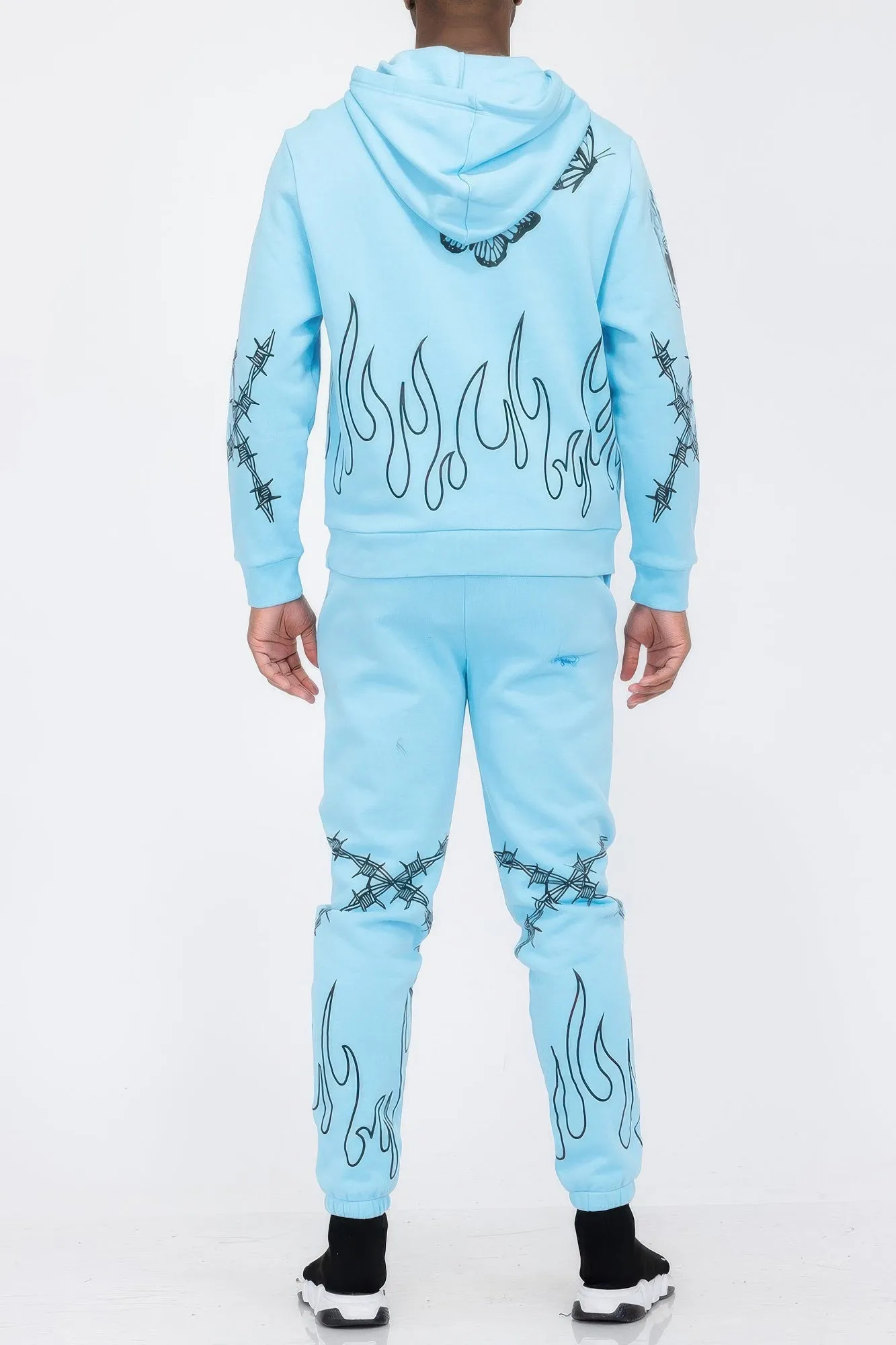 Flame Fire Chenille Hoodie Sweat Set