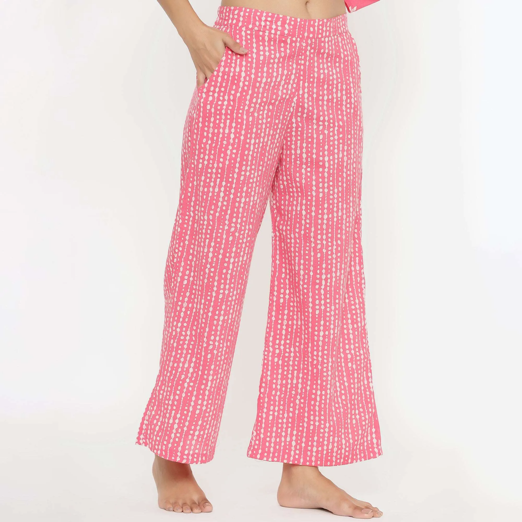 Floral Bouquet On Pink Loungewear Top Set