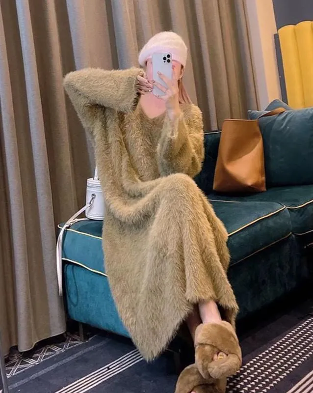 Fuzzy Long Lounge Dress