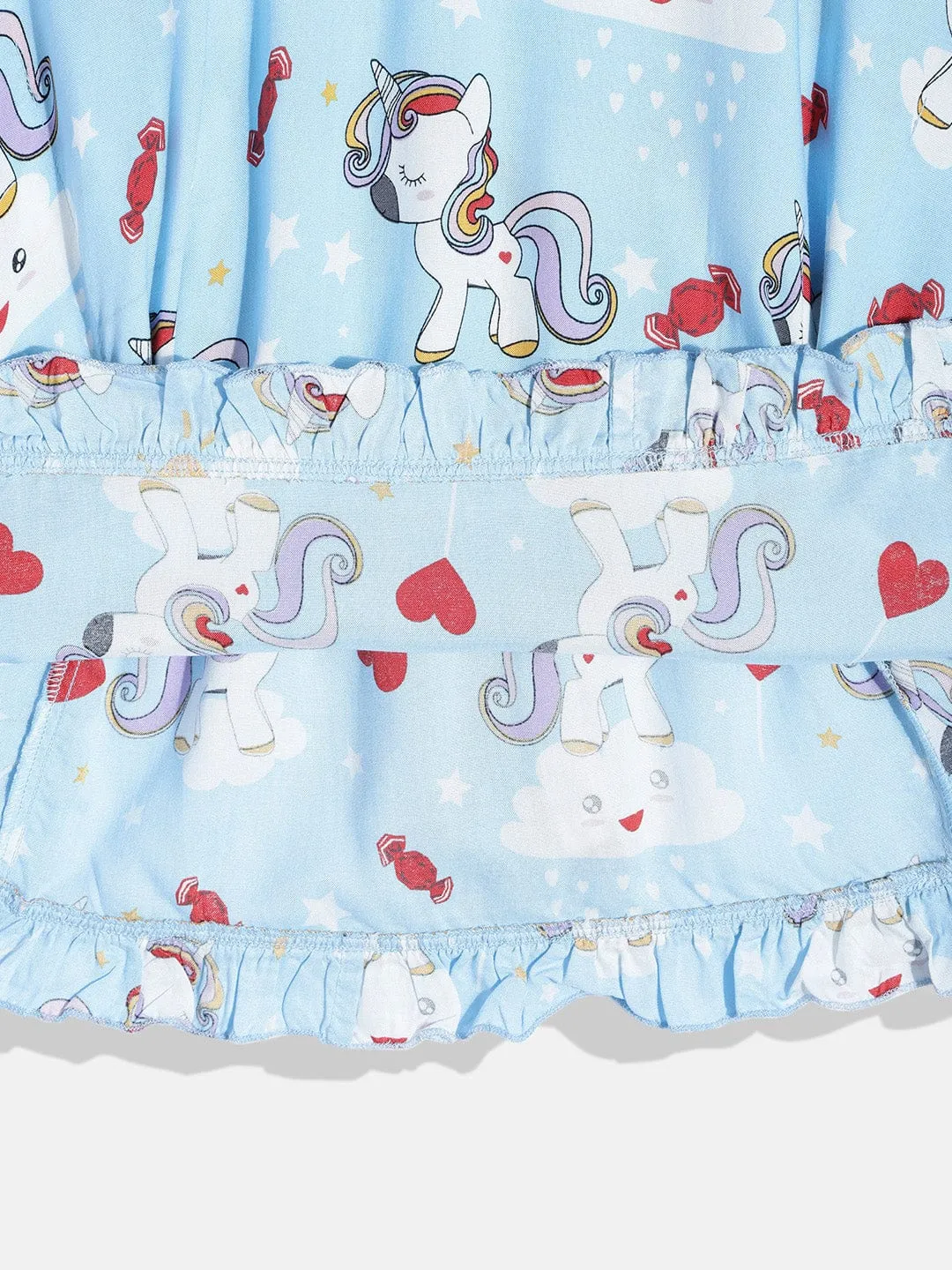 Girls Blue Cute Unicorn Shorts Set