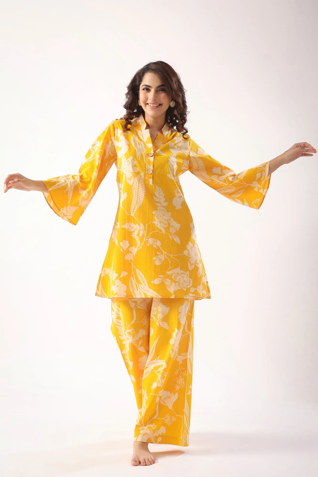 Honeybee Harmony Cotton Palazzo Loungewear Set