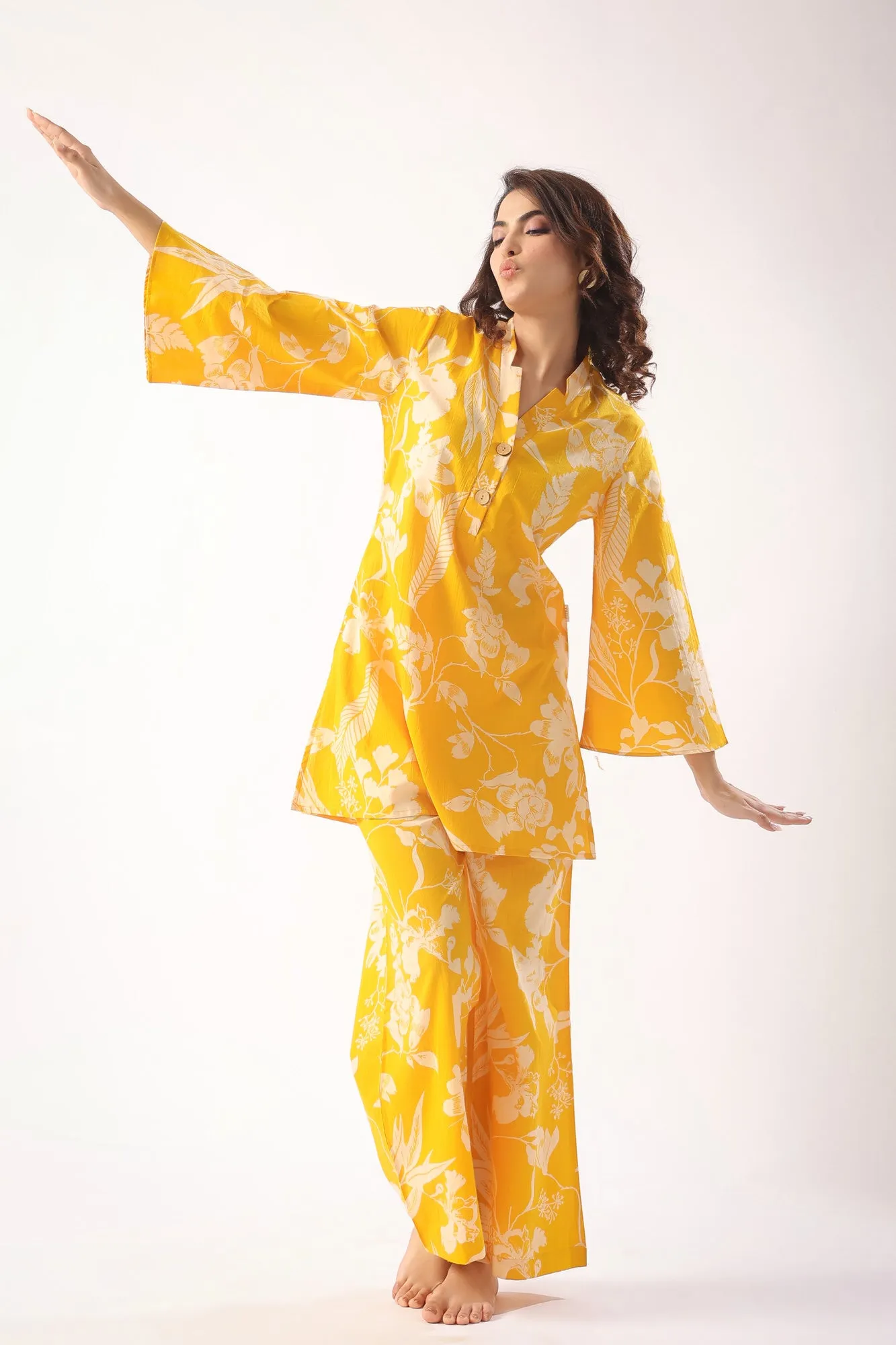 Honeybee Harmony Cotton Palazzo Loungewear Set