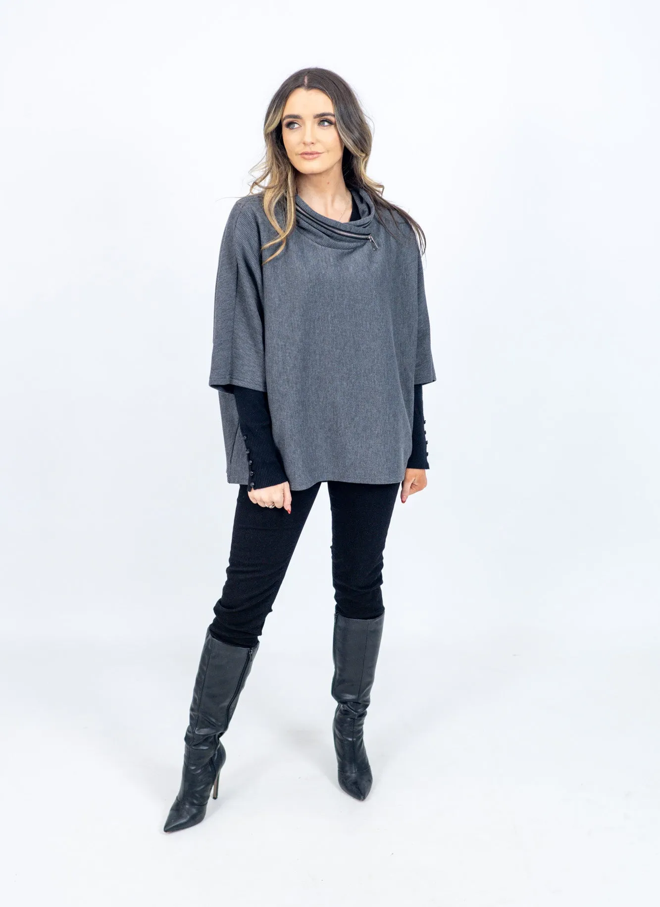 Joseph Ribkoff Zip Neck Design Top