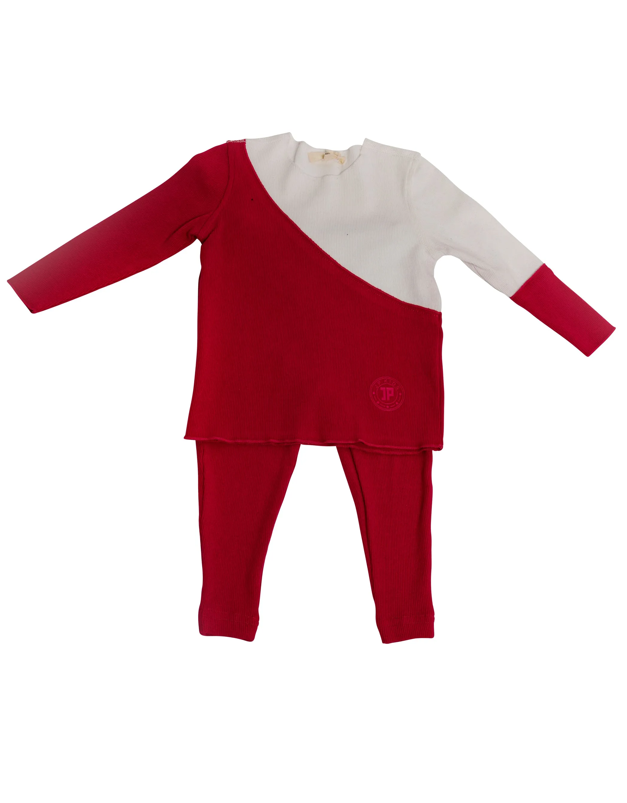 Kids Pima Cotton Colorblock Legging Playwear Set Red