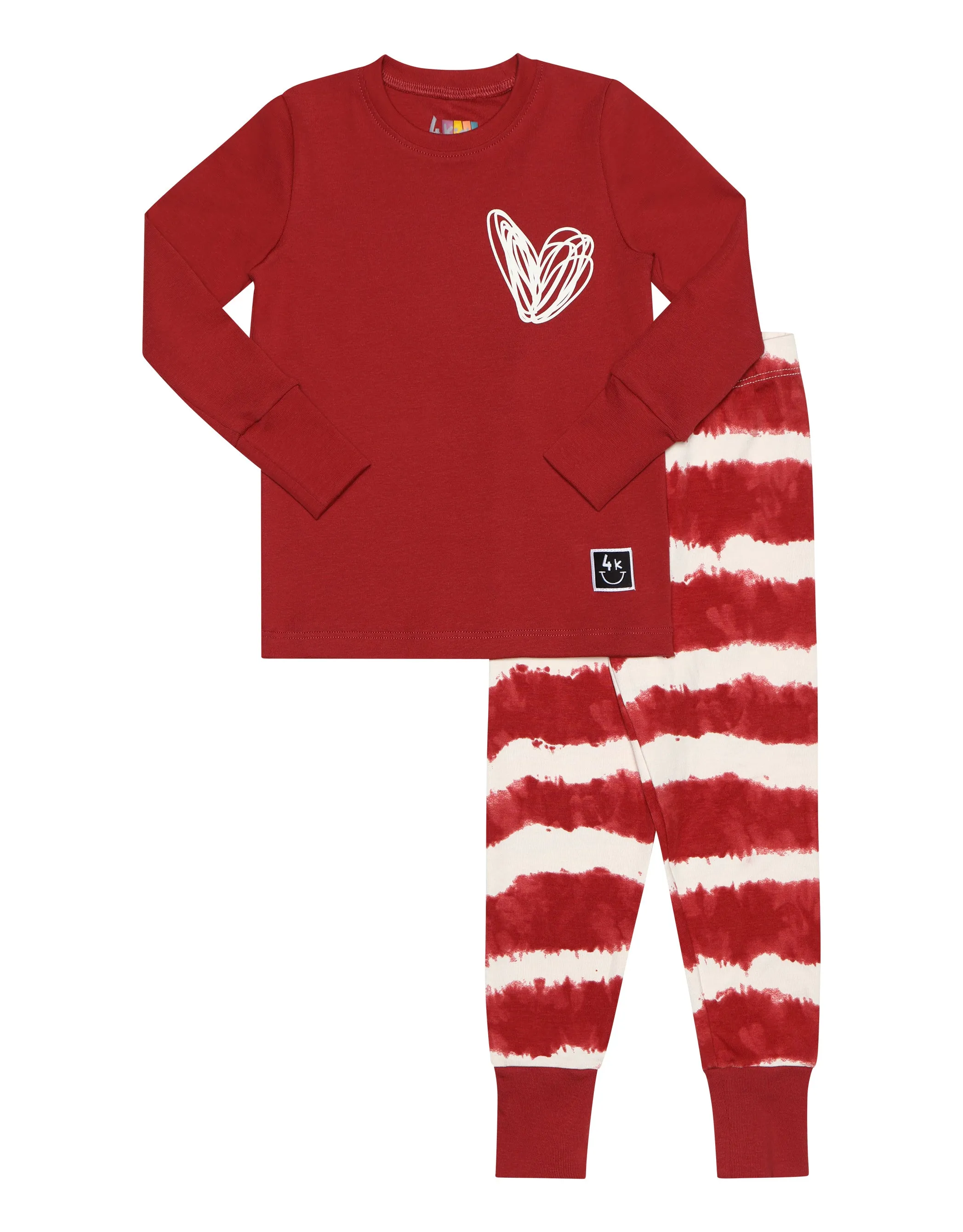 Kids Pima Cotton Doodles Pajamas Legging Playwear Set Red