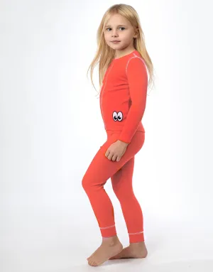 Kids Pima Cotton Stitched Seam Legging Playwear Set Orange