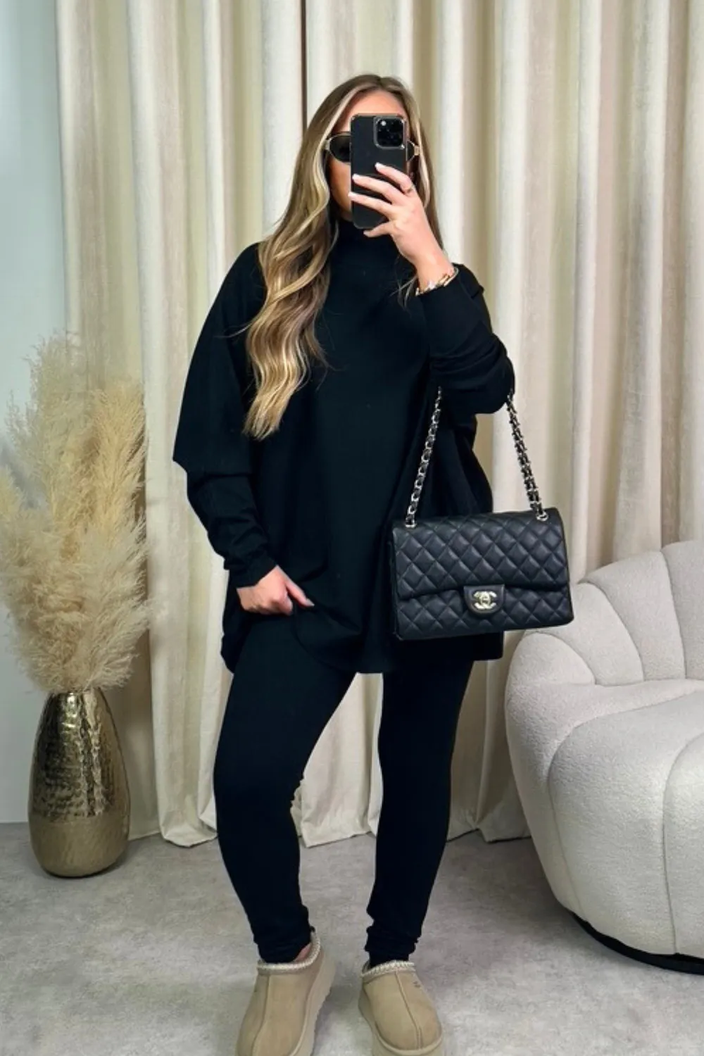 Laurel black knitted loungewear set