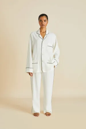 Laurent Ivory Pajamas in Sandwashed Silk