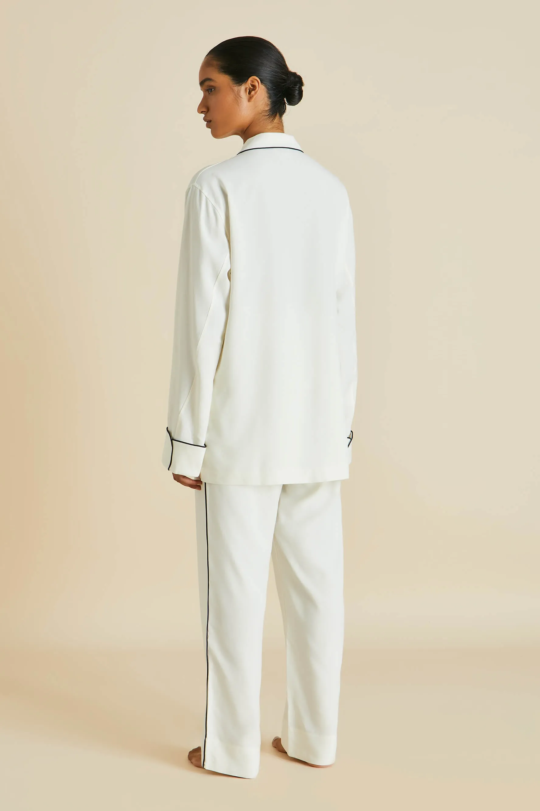 Laurent Ivory Pajamas in Sandwashed Silk