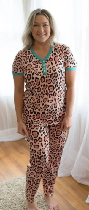 Leopard Short Sleeve Loungewear Set