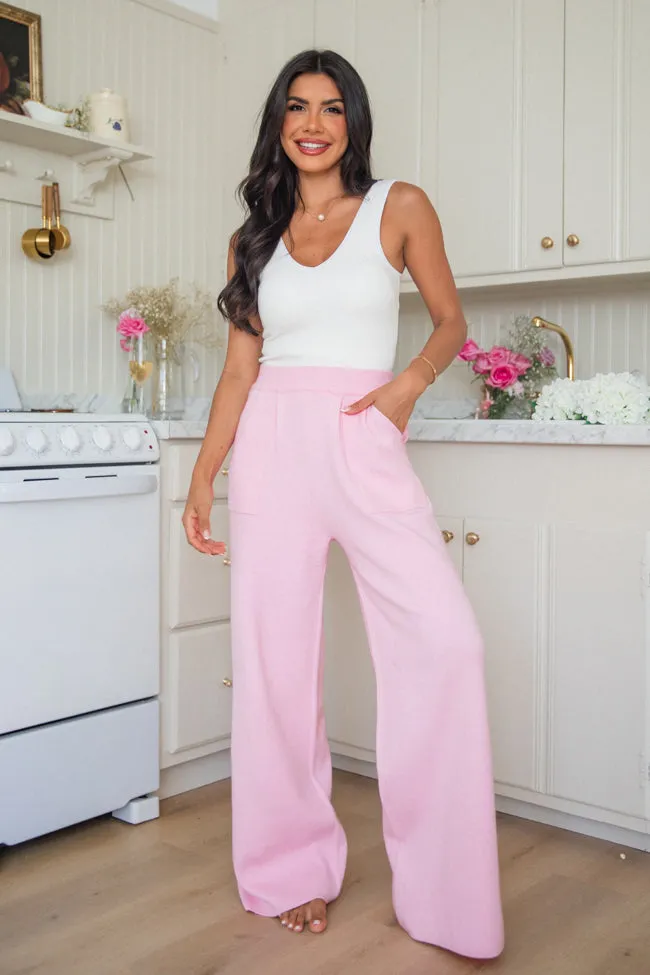 Let's Debrief Pink Wide Leg Sweater Pants