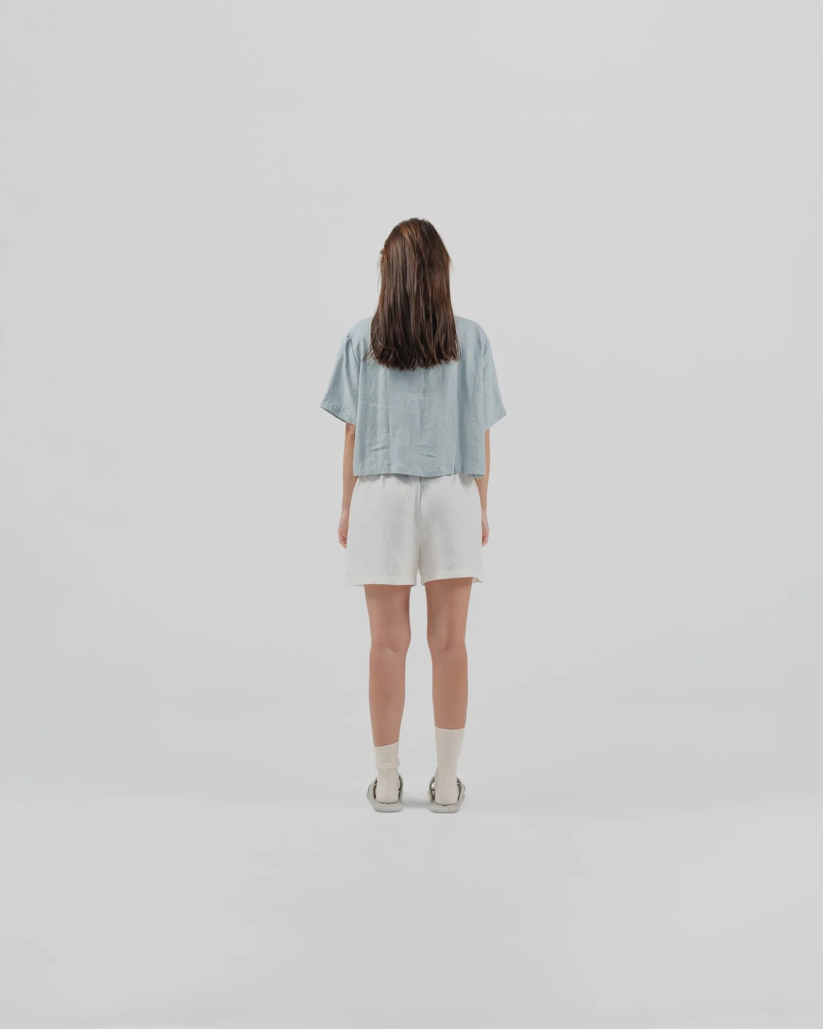 linen crop shirt