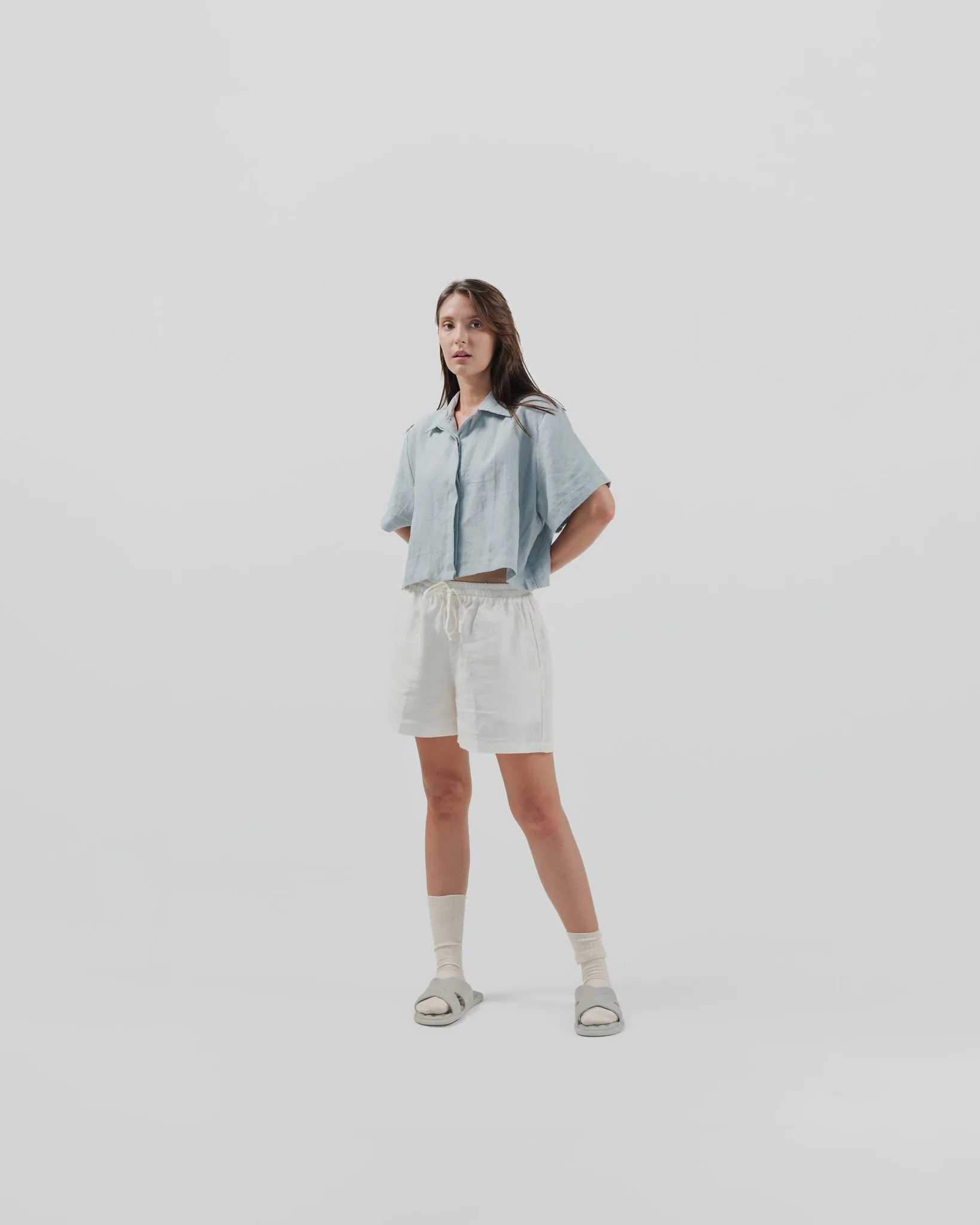 linen crop shirt