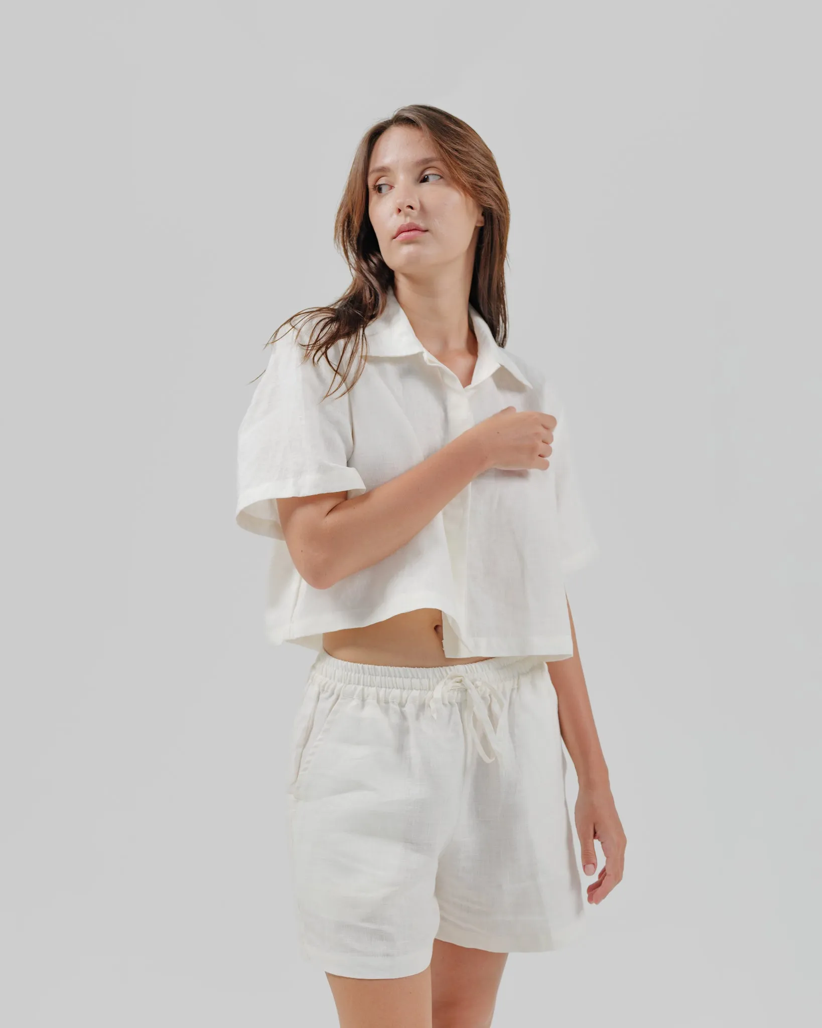 linen crop shirt