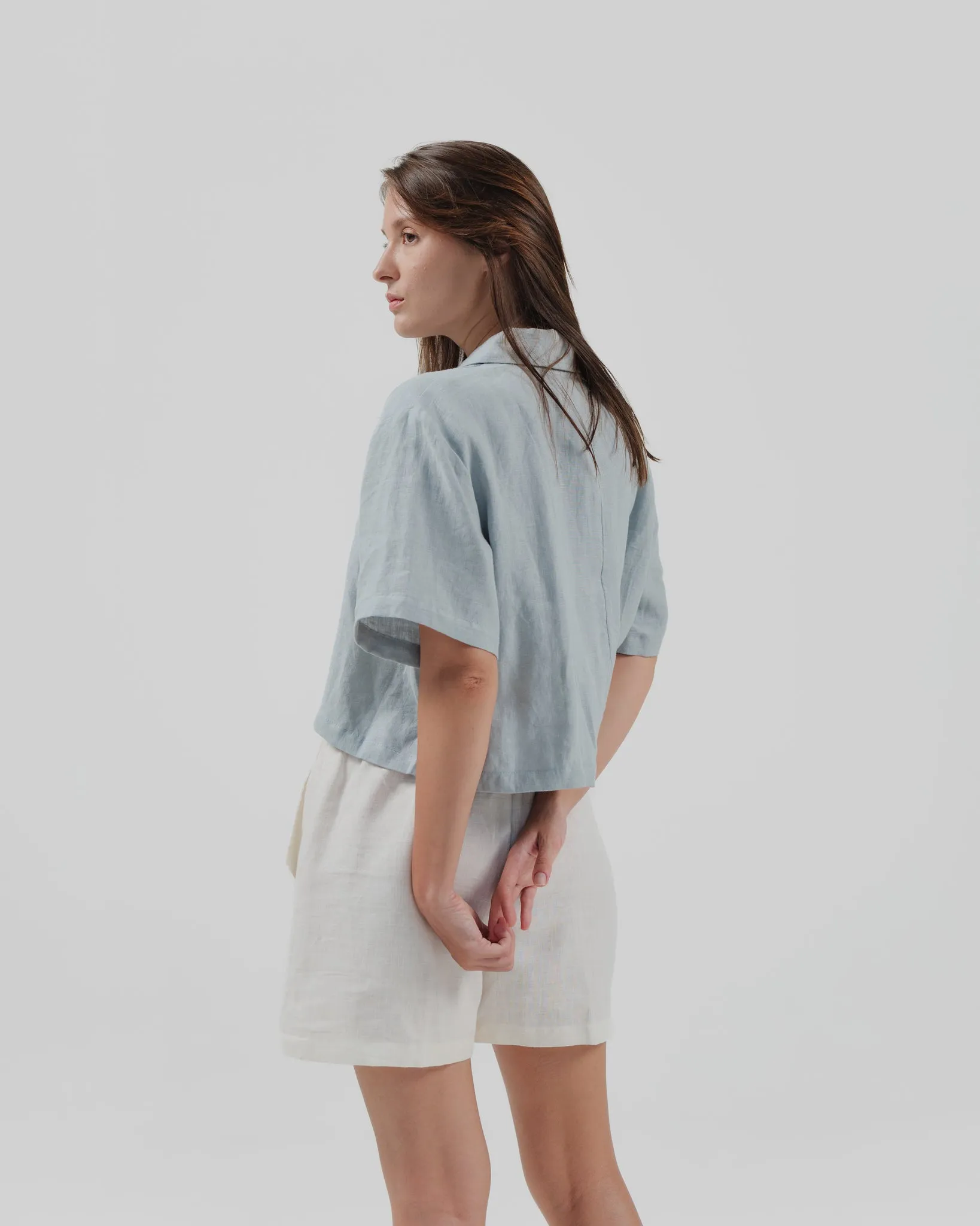 linen crop shirt