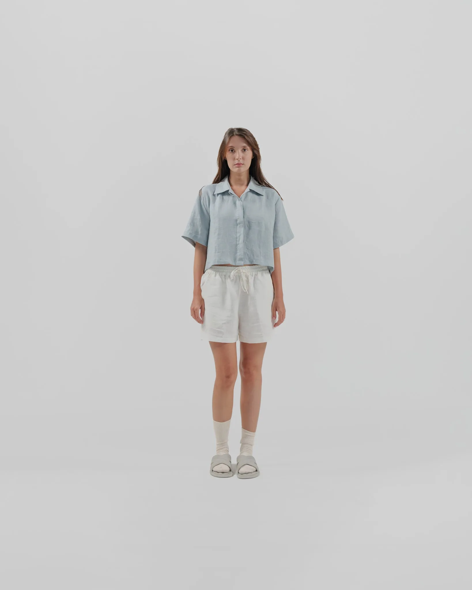 linen crop shirt