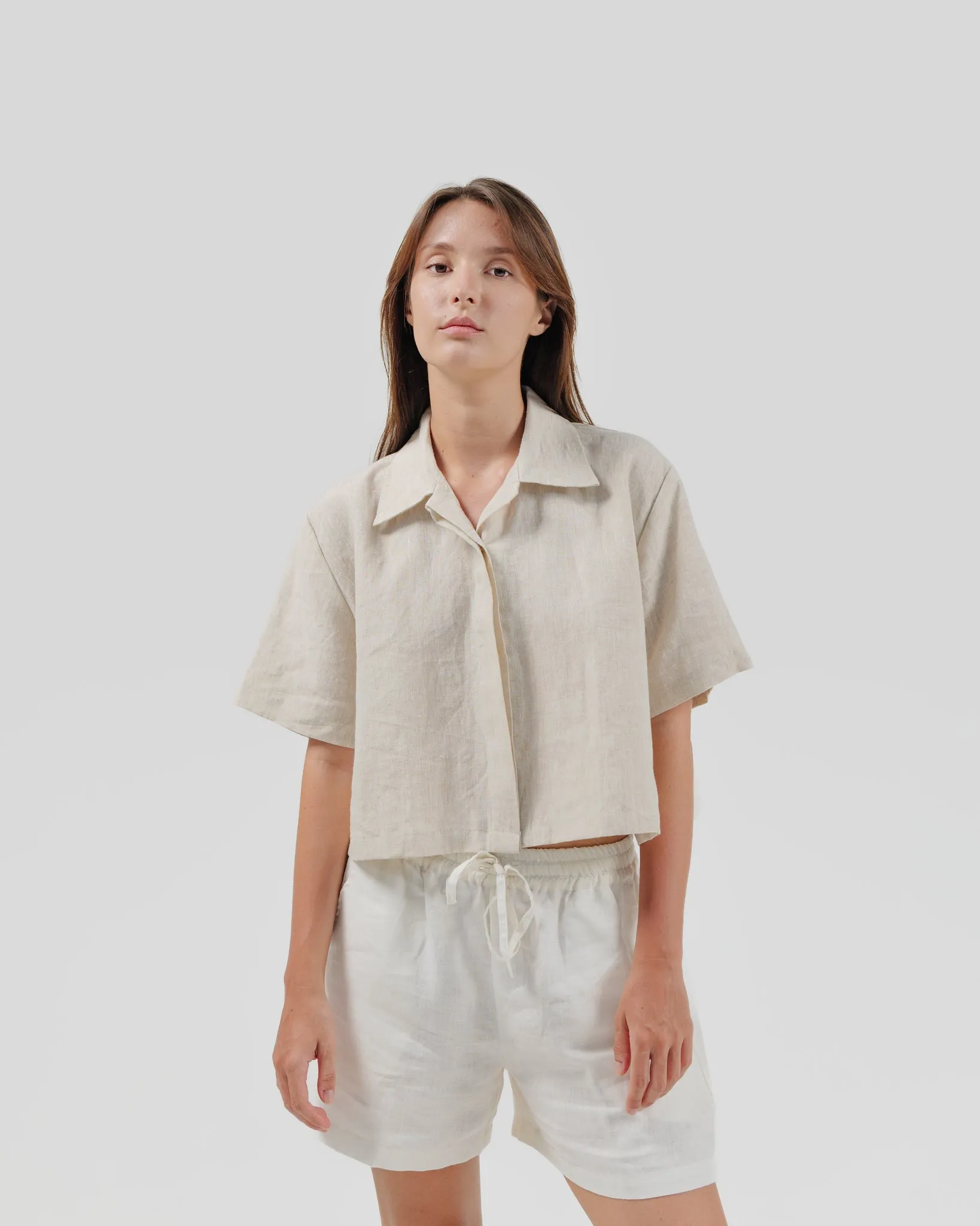 linen crop shirt