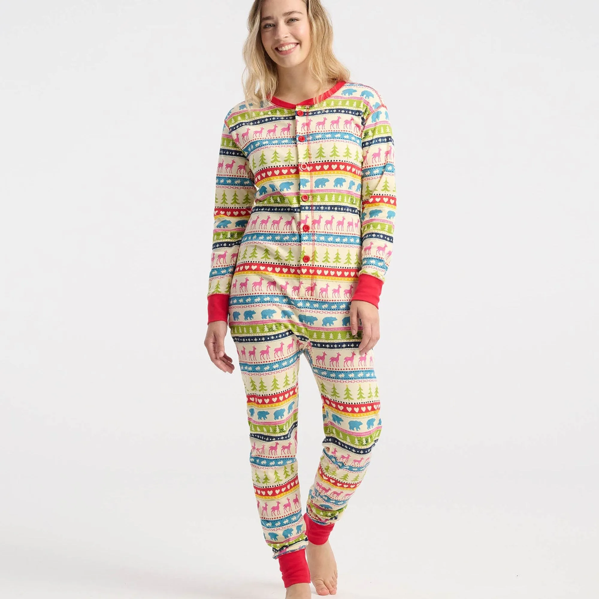 Little Blue House Cream Fair Isle Adult Union Suit