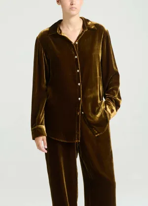 London Pyjama Top Brunette Viscose Velvet