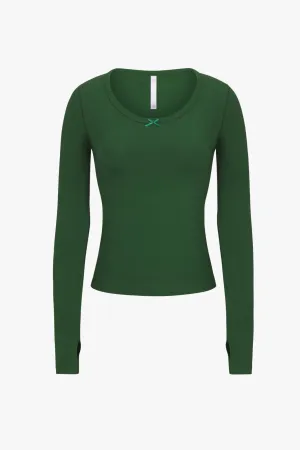 LONG SLEEVE LOUNGE TOP IN CLOVER