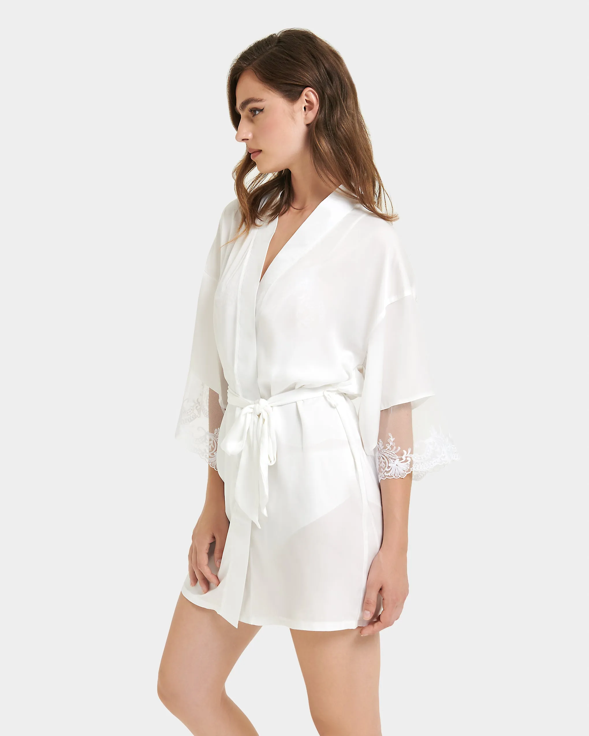 Marseille Luxury Satin Kimono White