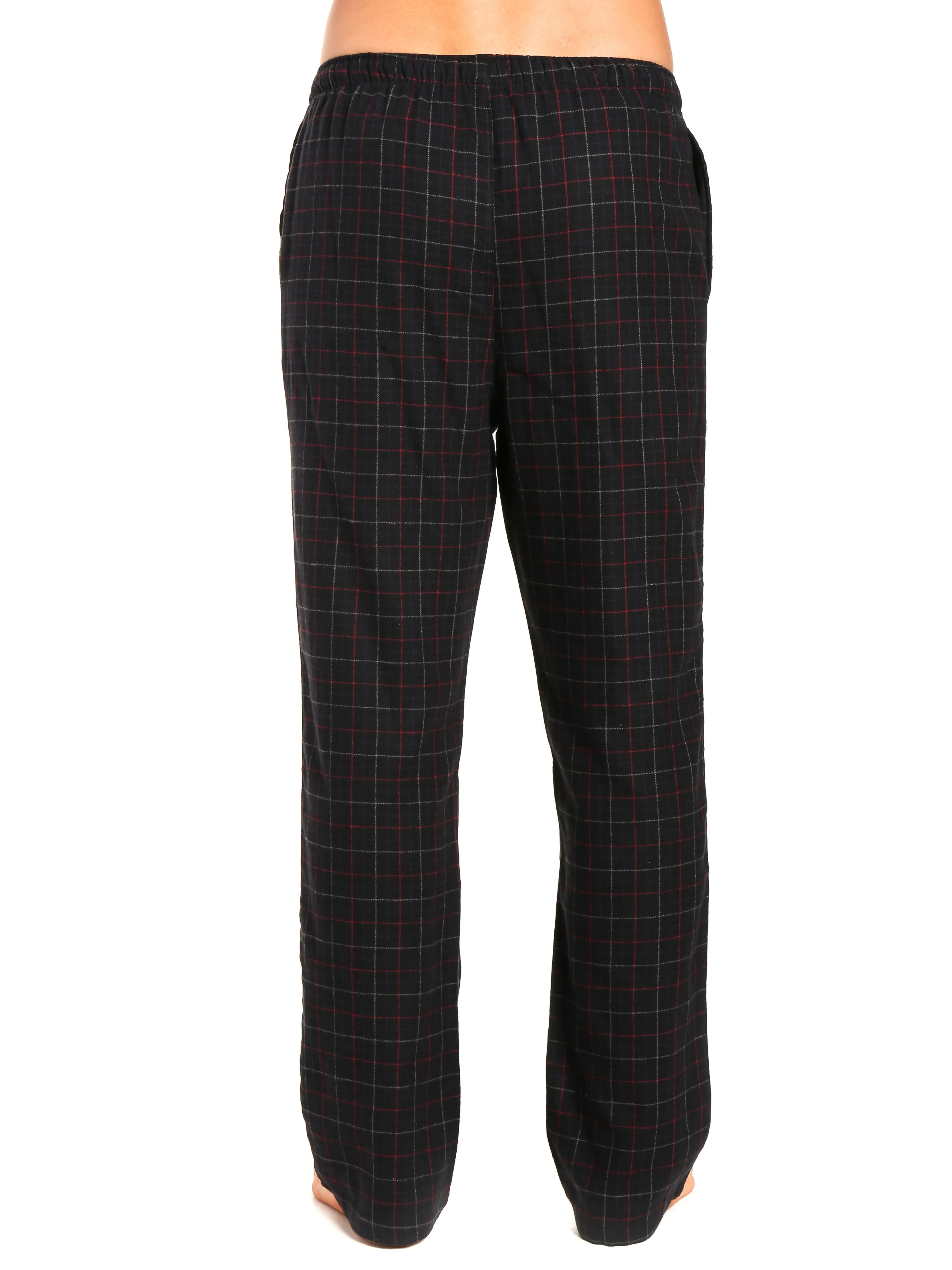 Men's 100% Cotton Flannel Lounge Pants - Plaid Black-Multi