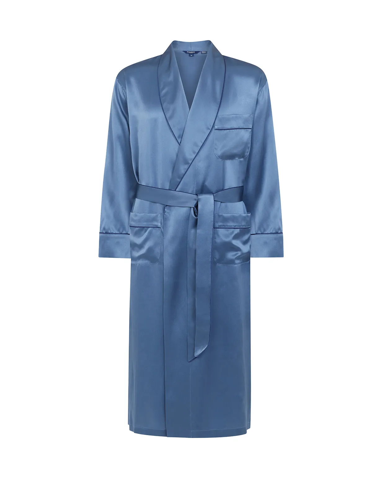 Men's Silk Robe - Airforce Blue