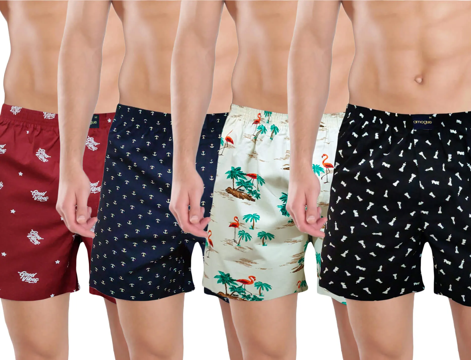 Multi Colour Printed Cotton Boxers For Men(Pack Of 4)