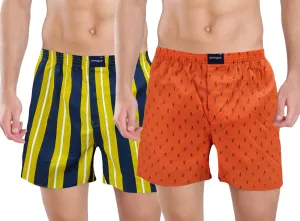 Mustard & Orange Printed Cotton Mens Boxers Combo