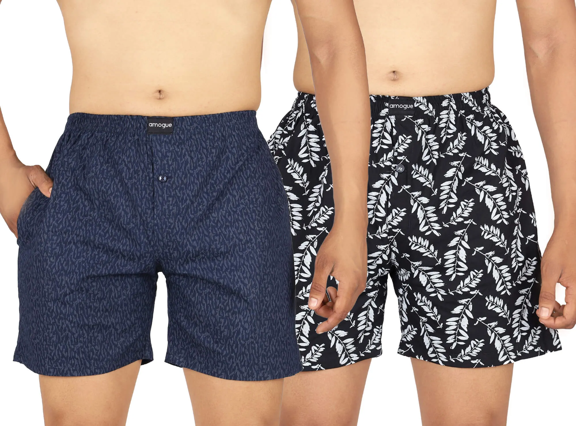 Navy & Black Printed Boxer Combo