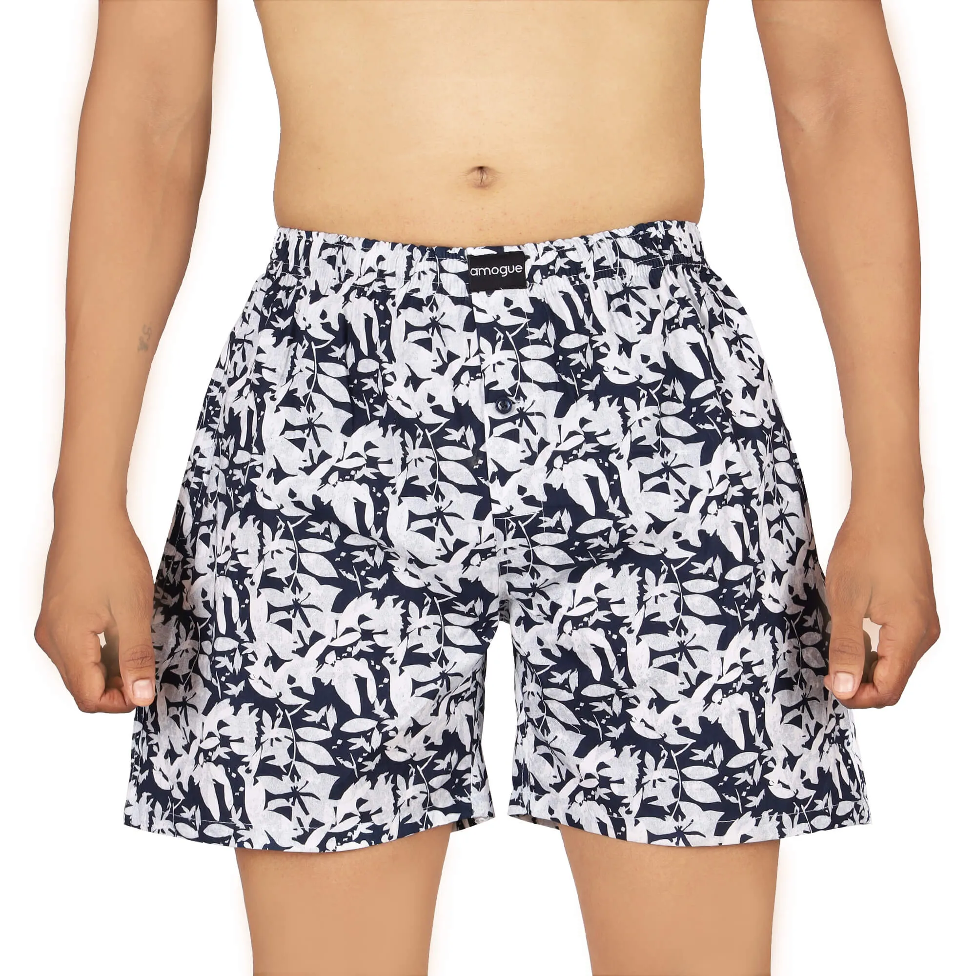 Navy & White Printed Boxer Combo