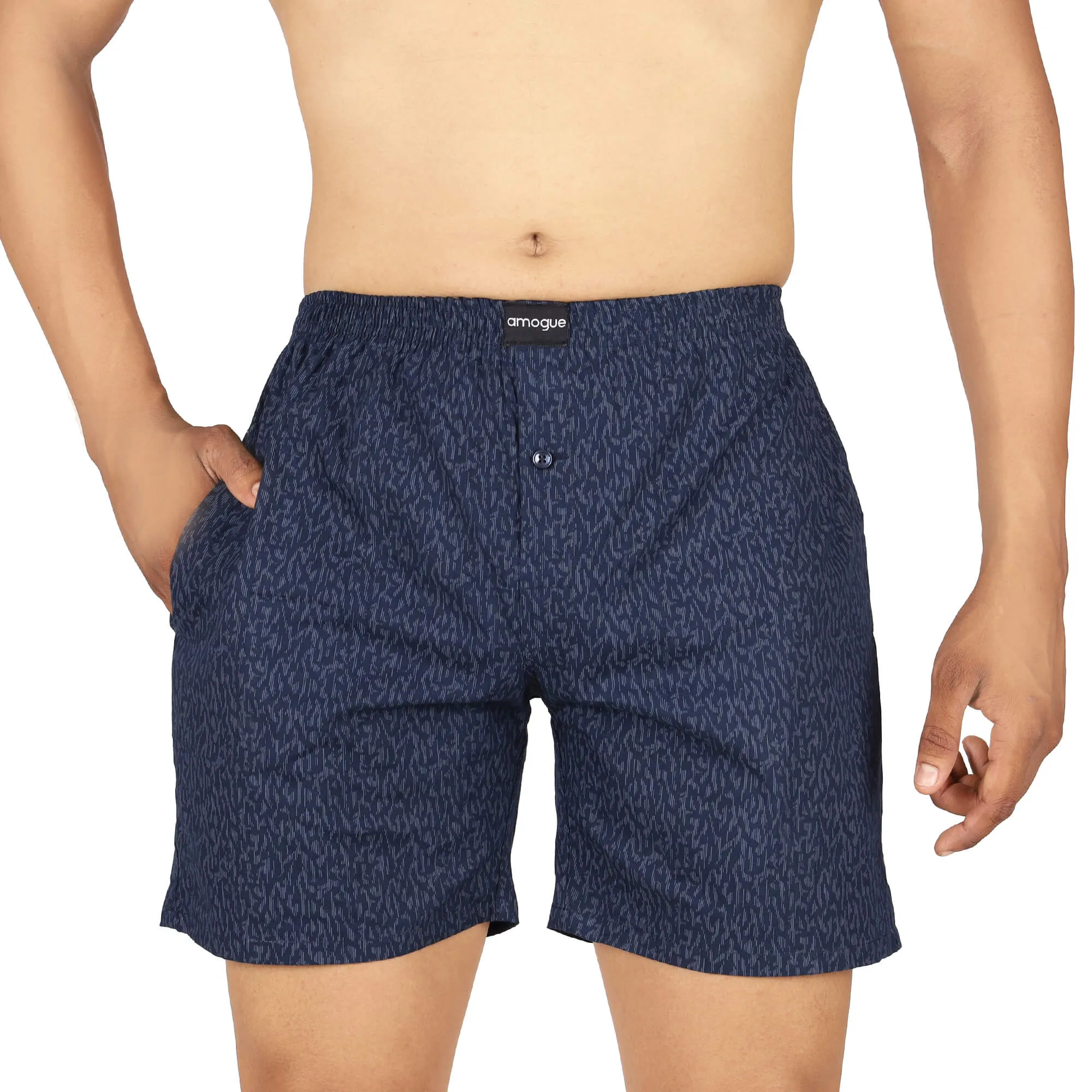 Navy Blue Printed Funky Boxer